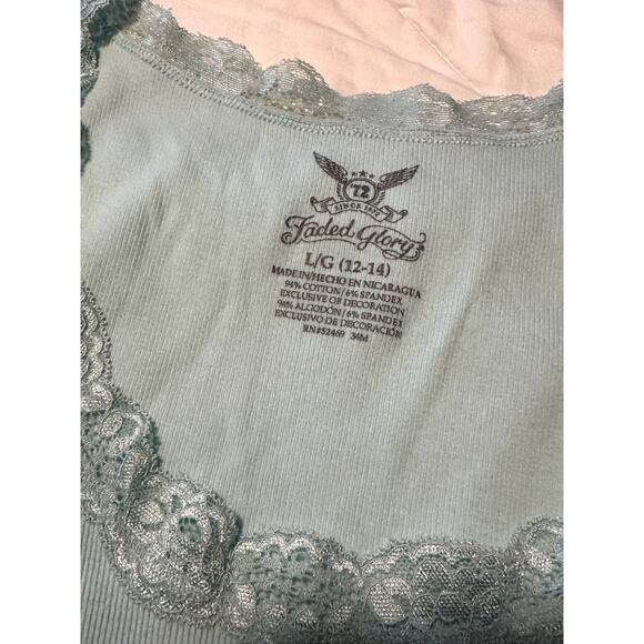 Y2K Faded Glory Blue Ribbed Tank Top - Size L - Picture 2 of 2